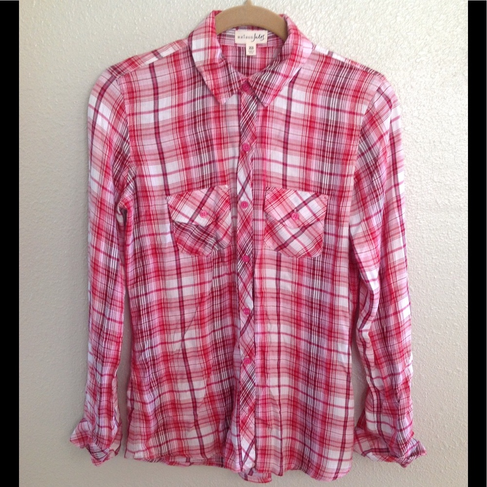 Maison Jules Plaid Long Sleeve Shirt